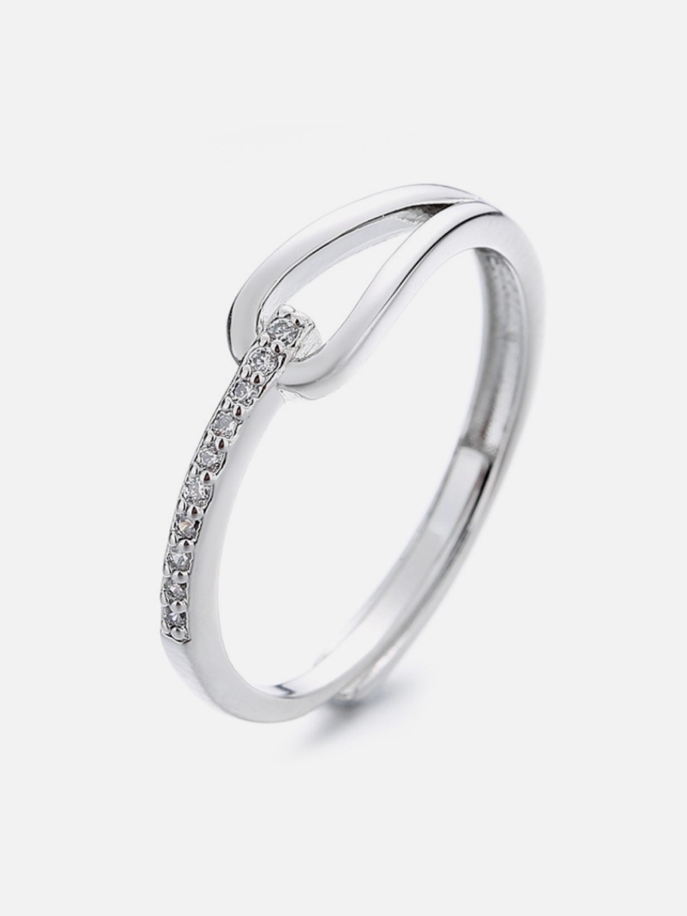 Geometric CZ Knot Openwork Regulation Ring For Women Girl Fashion Jewelry E17